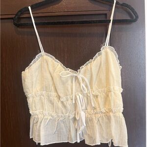 12th Tribe Cream Ruffle Camisole